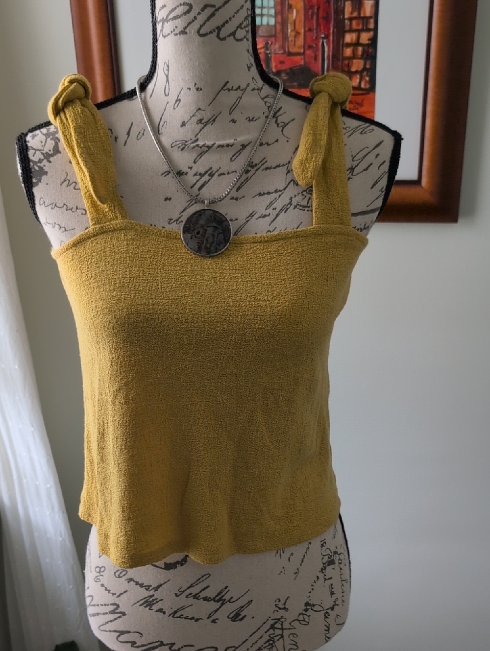 Express Mustard Yellow Tie-Strap Knit Camisole